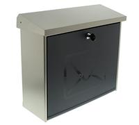 BURG-WÄCHTER, Boîte aux Lettres en Acier Inoxydable avec Porte en PVC satiné, Format de Fente: A4, Entièrement Galvanisé, Acier Inoxydable, Lucca 3713 Ni, Motif Lettre