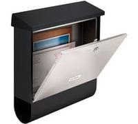 BURG-WÄCHTER, Boîte aux Lettres en Acier Inoxydable avec Boîte à journal, Format de Fente: A4, Boîtier en Acier Galvanisé avec Porte en Acier Inoxydable, London 68670 B+S, Noir mat/Argenté