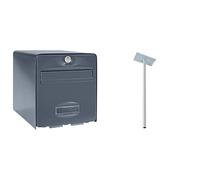 BURG-WÄCHTER, Boîte aux Lettres Normalisée en Acier Galvanisé avec Porte à Ouverture Totale, Stop-Courrier (Porte bloquée à 120°) & Pied pour Boîte aux Lettres, 115 cm de Long, Acier Galvanisé