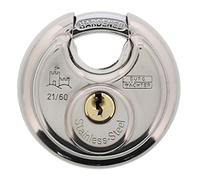 Burg Wächter Cadenas rond à clé Circle 21 60 – Anse 8 mm, Corps en acier inoxydable, Serrure laiton