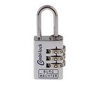 BURG-WÄCHTER, Cadenas à Combinaison Variable, Anse de 3,2 mm de diamètre, 3 rouleaux numerotés, Combi 90 20 CHROMO SB