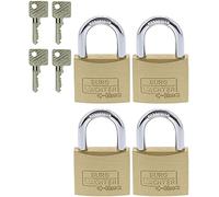 BURG-WÄCHTER, Cadenas à Cylindre, Lot de 4 Cadenas, Quadro 222 40 SB, Laiton Massif