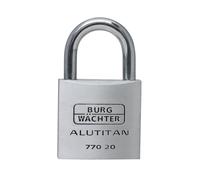 BURG-WÄCHTER Cadenas avec clé, épaisseur de l'anse de 3,5 mm, corps en aluminium massif, intérieur inoxydable, 2 clés, titane d'aluminium 770 20 SB, aluminium