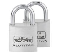 BURG-WÄCHTER Cadenas, Cadenas à quatre clés, Lot de deux, Diamètre de l’anse 5,0 mm, Corps en aluminium massif, Acier trempé, Mécanisme intérieur inoxydable, Alutitan Duo 770 30 SB
