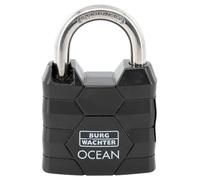 Burg-Wächter Ocean 490 Ni 40 SB Cadenas avec 2 clés, épaisseur de l'anse 6,3 mm, résistant à l'eau de mer, corps en laiton massif, double verrouillage, noir