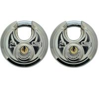 BURG-WÄCHTER, Cadenas Rond à Cylindre, Circle 21 70 SB, 9 mm d'Epaisseur de Anse, 2 Clés Incluses, Protection Anti-Pincement, Acier Inoxydable (Lot de 2)