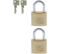 BURG-WÄCHTER, Cadenas Standard à Cylindre, Lot de 2, Anse de 5 mm de diamètre, Protection contre l'Ouverture par Coupe-Boulons et Perçage, 4 Clés, Duo 222 30 SB