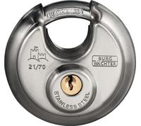 BURG-WÄCHTER Circle 21 70 SB, Serrure à étrier rond, cadenas avec clé, épaisseur d'étrier 10 mm, corps en acier inoxydable, serrure en laiton, protection contre les pincements