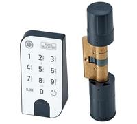 Burg-WÄCHTER Serrure de porte électronique pour porte d'entrée avec code numérique, application ou clé télécommandée, avec cylindre, ENTRY Home 5001 PIN, noir/blanc