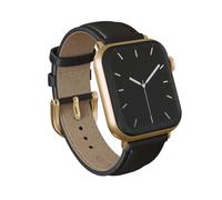 Burga Burga Bracelet en cuir véritable Watch | 44/45/46/49 mm / Connexion universelle 20 mm Don't Text / Gold Noir