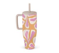 BURGA Gobelet 1,2 L avec Poignée et Paille - Bouteille Isotherme Étanche, garde les boissons chaudes 12 h et froides toute la journée, compatible porte-gobelets, gobelet de voyage en acier inoxydable