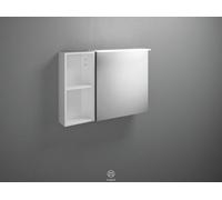 burgbad Badu armoire de toilette avec éclairage LED à poser, 1 porte butée à droite, 1 étagère ouverte, largeur 900mm, SFTW090RF3700G0196, Couleur: Marone décor Truffle / Marone décor Truffle, poignée