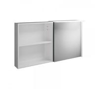 burgbad Badu armoire de toilette avec éclairage LED à poser, 1 porte butée gauche, 1 étagère ouverte, largeur 1200mm, SFTW120LF3700G0196, Couleur: Marone décor Truffle / Marone décor Truffle, poignée