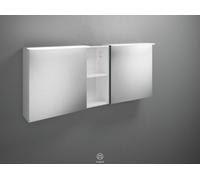 burgbad Badu armoire de toilette avec éclairage LED à poser, 2 portes, 1 étagère ouverte, largeur 1500mm, SFTY150F3690G0196, Couleur: Gris basalte mat / gris basalte mat, poignée anodisée anthracite G