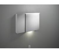 burgbad Badu armoire de toilette avec éclairage LED à poser, 2 portes, version gauche, avec éclairage LED du lavabo, largeur 900mm, SFUB090LF3696G0196, Couleur: Chêne décor Flanelle / Chêne décor Flan