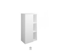 burgbad Badu armoire mi-haute, avec 1 porte, avec 1 étagère, avec éclairage, hauteur 98cm, version gauche, UHUA050LF3689C0037G0196, Couleur: Blanc mat / Blanc mat, poignée anodisée anthracite G0196