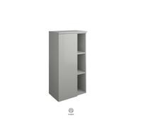 burgbad Badu Armoire mi-haute, avec 1 porte, avec 1 étagère, hauteur 98cm, version droite, UHGZ050RF3692C0037G0196, Couleur: Gris lin brillant / Gris lin brillant, poignée anodisée anthracite G0196
