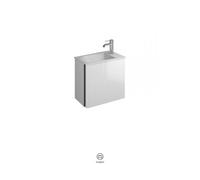 burgbad Badu lavabo en fonte minérale blanc brillant, meuble sous-lavabo inclus, 1 porte butée à droite, largeur 520mm, SFUM052RF3697C0001G0196, Couleur: Frassino décor cappuccino / Frassino décor cap
