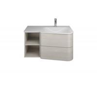 burgbad Badu lavabo en fonte minérale blanc brillant, meuble sous lavabo inclus, 2 tiroirs, 1 étagère ouverte, version gauche, largeur 920mm, SFUV092LF3700C0001G0196, Couleur: Marone décor Truffle / M