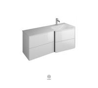 burgbad Badu lavabo en fonte minérale blanc brillant, meuble souslavabo inclus, 2 tiroirs, 2 coulissants, version gauche, largeur 1220mm, SFUG122LF3689C0001G0196, Couleur: Blanc mat / Blanc mat, poign