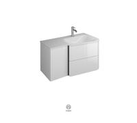 burgbad Badu lavabo en fonte minérale blanc velours, meuble souslavabo inclus, 2 tiroirs, 1 porte, version droite, largeur 920mm, SFUH092RF3691C0037G0196, Couleur: Blanc brillant / blanc brillant, poi