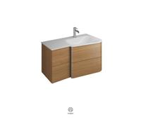 burgbad Badu lavabo en fonte minérale blanc velours, meuble souslavabo inclus, 2 tiroirs, 2 coulissants, version droite, largeur 920mm, SFUG092RF3698C0037G0196, Couleur: Tectona décor cannelle / Tecto