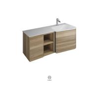 burgbad Badu lavabo en fonte minérale blanc velvet, meuble sous lavabo inclus, 2 tiroirs, 1 étagère ouverte, 1 porte, version droite, largeur 1220mm, SFUI122RF3697C0037G0196, Couleur: Frassino décor c