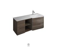 burgbad Badu lavabo en fonte minérale blanc velvet, meuble sous lavabo inclus, 2 tiroirs, 1 étagère ouverte, 1 porte, version droite, largeur 1220mm, SFUI122RF3700C0037G0196, Couleur: Marone décor Tru