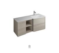 burgbad Badu lavabo en fonte minérale blanc velvet, meuble sous lavabo inclus, 2 tiroirs, 1 étagère ouverte, 1 porte, version droite, largeur 1220mm, SFUI122RF3696C0037G0196, Couleur: Chêne décor Flan