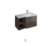 burgbad Badu lavabo en fonte minérale blanc velvet, meuble sous lavabos inclus, 2 tiroirs, 1 étagère ouverte, version droite, largeur 920mm, SFUV092RF3700C0037G0196, Couleur: Marone décor Truffle / Ma
