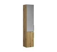 burgbad Eqio Armoire haute 2 portes, charnières à gauche, 1 porte miroir extérieur, 1760x350x320mm, HSKW035LF5662G0146, Couleur: Décor chêne Urban / Décor chêne Urban, Poignée chromée G0146