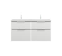 burgbad Eqio double lavabo en céramique y compris meuble sous-lavabo avec 4 tiroirs, largeur 1230mm, SEYT123F6582C0001G0146, Couleur: Blanc mat / Blanc mat, poignée chromée G0146
