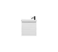 burgbad Eqio lavabo en céramique avec meuble sous-lavabo et éclairage LED, 530x315x540mm, SFPQ053F2009C0001G0252, Couleur: Blanc brillant / Blanc brillant, poignée noire mate G0252