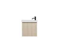 burgbad Eqio lavabo en céramique avec meuble sous-lavabo et éclairage LED, 530x315x540mm, SFPQ053F3180C0001G0252, Couleur: Décor Chêne Cashmere / Décor Chêne Cashmere, Poignée Noir Mat G0252