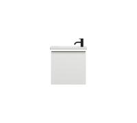 burgbad Eqio lavabo en céramique avec meuble sous-lavabo et éclairage LED, 530x315x540mm, SFPQ053F6582C0001G0252, Couleur: Blanc mat / Blanc mat, poignée noire mat G0252