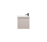 burgbad Eqio lavabo en céramique avec meuble sous-lavabo et éclairage LED, 530x315x540mm, SFPQ053F6583C0001G0252, Couleur: Gris clair mat / Gris clair mat, poignée profilée noir mat G0252