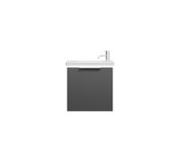 burgbad Eqio lavabo en céramique avec meuble sous-lavabo et éclairage LED, 530x315x540mm, SFPQ053F6584C0001G0146, Couleur: Gris foncé mat / Gris foncé mat, poignée chromée G0146