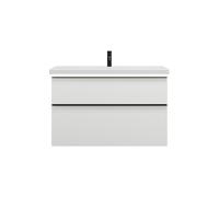 burgbad Eqio lavabo en céramique avec meuble sous-lavabo et éclairage LED, largeur 1030mm, SEZA103F2009C0001G0252, Couleur: Blanc brillant / Blanc brillant, poignée noire mate G0252