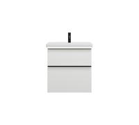 burgbad Eqio lavabo en céramique avec meuble sous-lavabo et éclairage LED, largeur 630mm, SEZA063F2009C0001G0252, Couleur: Blanc brillant / Blanc brillant, poignée noire mate G0252