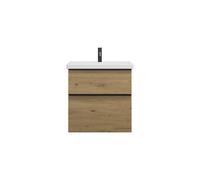 burgbad Eqio lavabo en céramique avec meuble sous-lavabo, largeur 630mm, SEYQ063F5662C0001G0252, Couleur: Décor Chêne Urbain / Décor Chêne Urbain, Poignée Noir Mat G0252