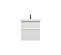 burgbad Eqio lavabo en céramique avec meuble sous-lavabo, largeur 630mm, SEYQ063F6582C0001G0252, Couleur: Blanc mat / Blanc mat, poignée noire mat G0252