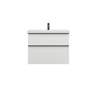 burgbad Eqio lavabo en céramique avec meuble sous-lavabo, largeur 830mm, SEYQ083F6582C0001G0252, Couleur: Blanc mat / Blanc mat, poignée noire mat G0252