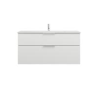 burgbad Eqio lavabo en fonte minérale avec meuble sous-lavabo, 1220x490x618mm, SHCB122F6582C0001G0146, Couleur: Blanc mat / Blanc mat, poignée chromée G0146