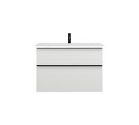 burgbad Eqio lavabo en fonte minérale avec meuble sous-lavabo et éclairage LED, 920x490x638mm, SHCC092F6582C0001G0252, Couleur: Blanc mat / Blanc mat, poignée noire mat G0252