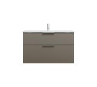 burgbad Eqio lavabo en verre avec meuble sous-lavabo, largeur 1020mm, SEYX102F2010A0070G0146, Couleur: Gris brillant / Gris brillant, poignée chromée G0146