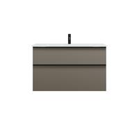 burgbad Eqio lavabo en verre avec meuble sous-lavabo, largeur 1020mm, SEYX102F2010A0070G0252, Couleur: Gris brillant / Gris brillant, poignée profilée Noir mat G0252
