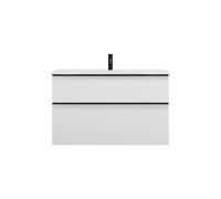 burgbad Eqio lavabo en verre avec meuble sous-lavabo, largeur 1020mm, SEYX102F6582A0070G0252, Couleur: Blanc mat / Blanc mat, poignée noire mat G0252