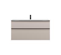 burgbad Eqio lavabo en verre avec meuble sous-lavabo, largeur 1220mm, SEYX122F6583A0070G0252, Couleur: Gris clair mat / Gris clair mat, poignée profilée noir mat G0252