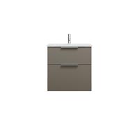 burgbad Eqio lavabo en verre avec meuble sous-lavabo, largeur 620mm, SEYX062F2010A0070G0146, Couleur: Gris brillant / Gris brillant, poignée chromée G0146