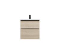 burgbad Eqio lavabo en verre avec meuble sous-lavabo, largeur 620mm, SEYX062F3180A0070G0252, Couleur: Décor Chêne Cashmere / Décor Chêne Cashmere, Poignée Noir Mat G0252